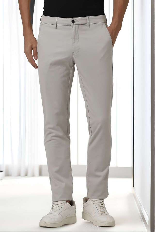Checks-Cotton-Blend-Tapered-Fit-Men-s-Casual-Wear-Trousers
