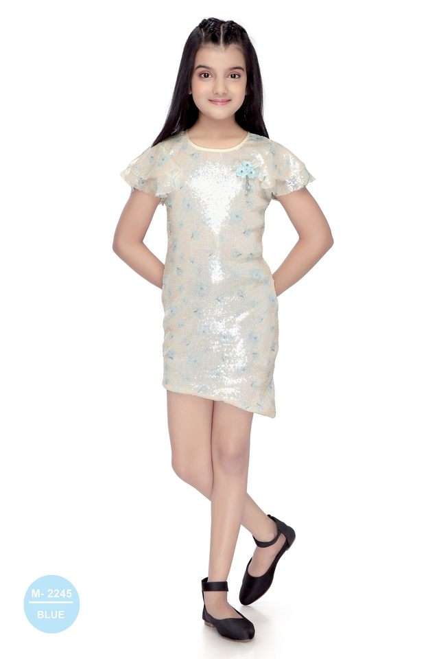 Sequinned-Polyester-Round-Neck-Girls-Party-Wear-Dress