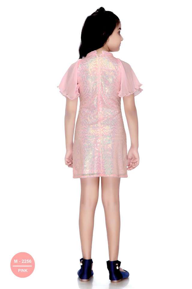 Sequinned-Polyester-Round-Neck-Girls-Party-Wear-Dress