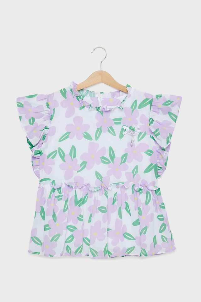 Floral-Polyester-Round-Neck-Girls-Top