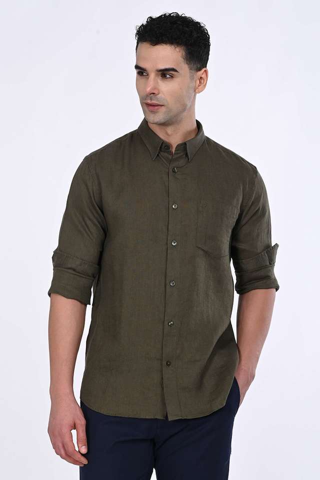 Solid-Cotton-Regular-Fit-Men-s-Casual-Wear-Shirt