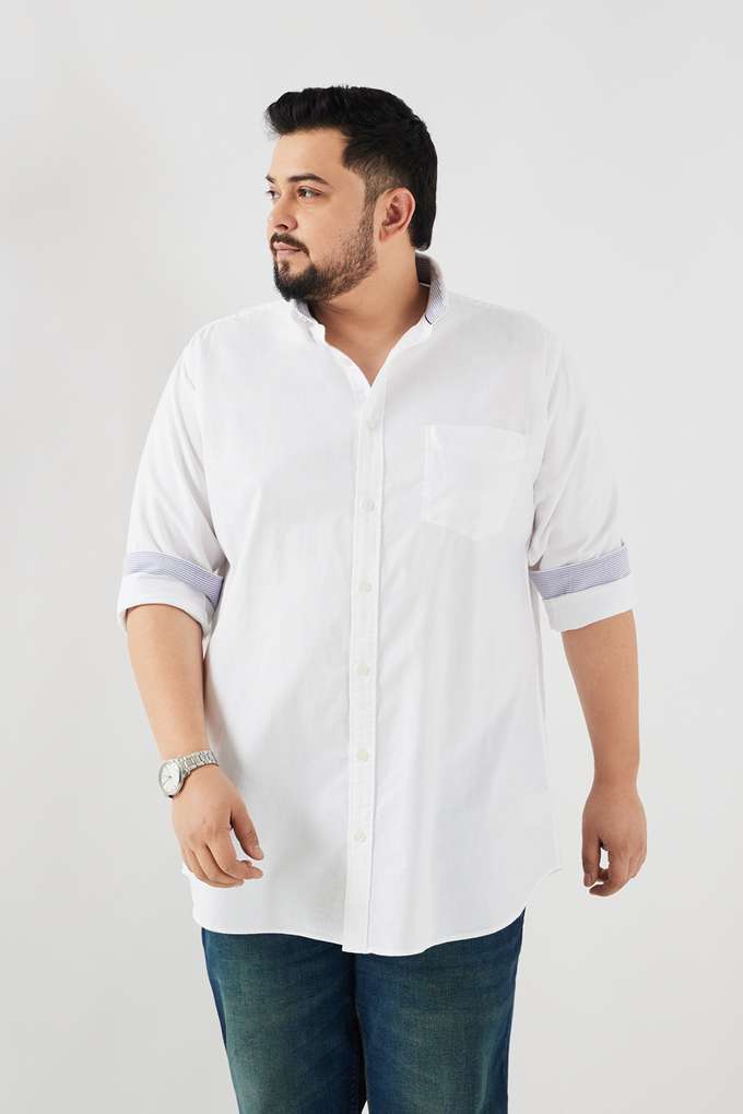 Plus-Size-Solid-Cotton-Regular-Fit-Men-s-Casual-Wear-Shirt