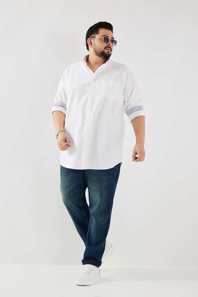 Plus-Size-Solid-Cotton-Regular-Fit-Men-s-Casual-Wear-Shirt