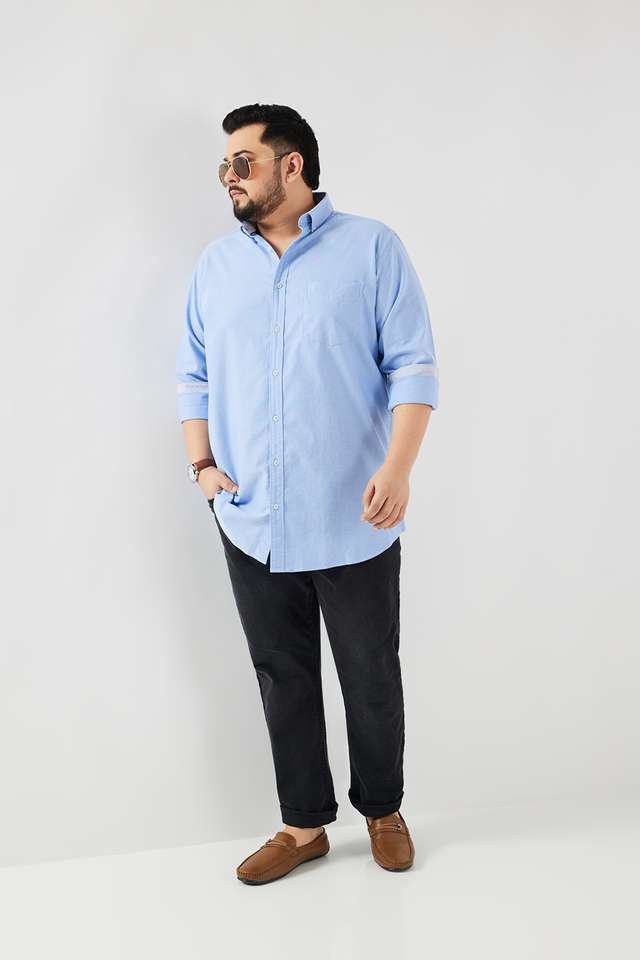 Plus-Size-Solid-Cotton-Regular-Fit-Men-s-Casual-Wear-Shirt