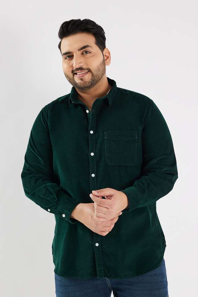 Plus-Size-Solid-Cotton-Regular-Fit-Men-s-Casual-Wear-Shirt