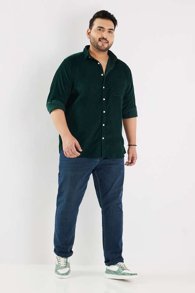 Plus-Size-Solid-Cotton-Regular-Fit-Men-s-Casual-Wear-Shirt