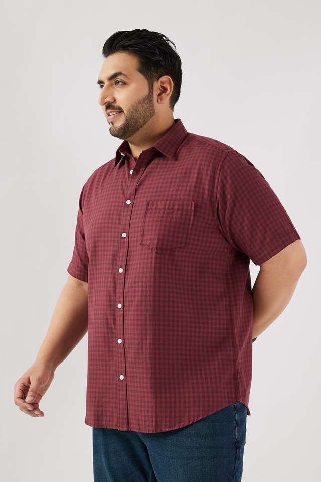 Plus-Size-Checks-Cotton-Regular-Fit-Men-s-Casual-Wear-Shirt