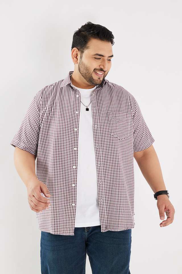Plus-Size-Checks-Cotton-Regular-Fit-Men-s-Casual-Wear-Shirt