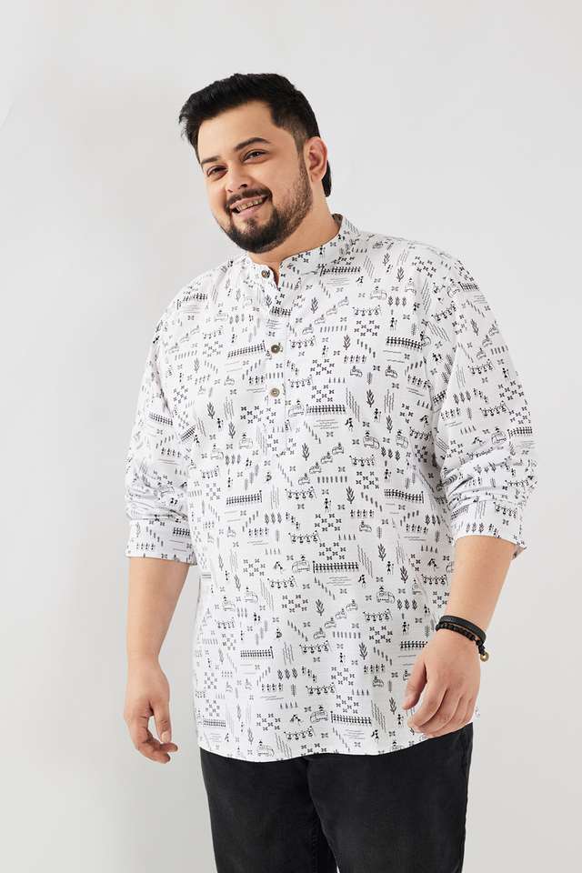 Plus-Size-Printed-Cotton-Regular-Fit-Men-s-Casual-Wear-Shirt