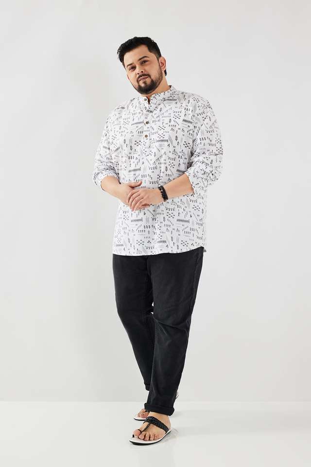 Plus-Size-Printed-Cotton-Regular-Fit-Men-s-Casual-Wear-Shirt