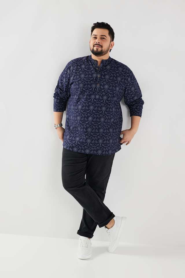 Plus-Size-Printed-Cotton-Regular-Fit-Men-s-Casual-Wear-Shirt