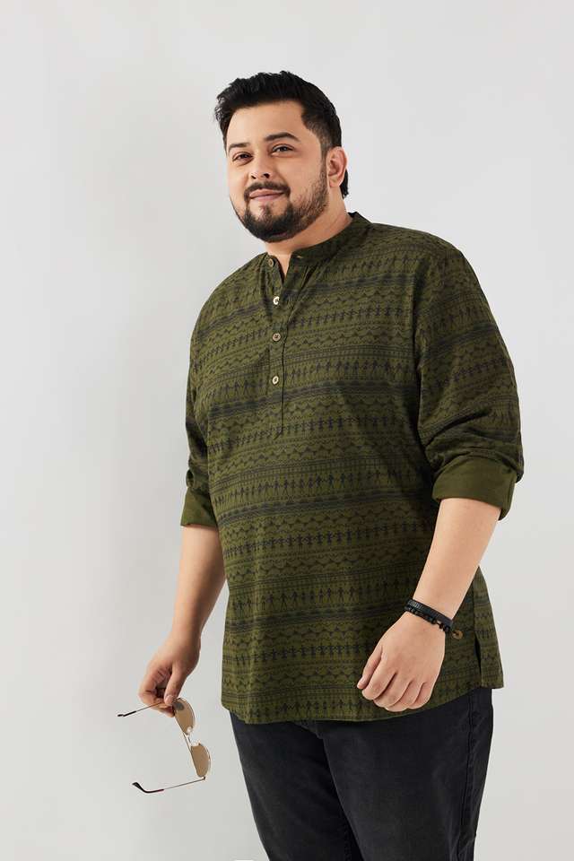 Plus-Size-Printed-Cotton-Regular-Fit-Men-s-Casual-Wear-Shirt