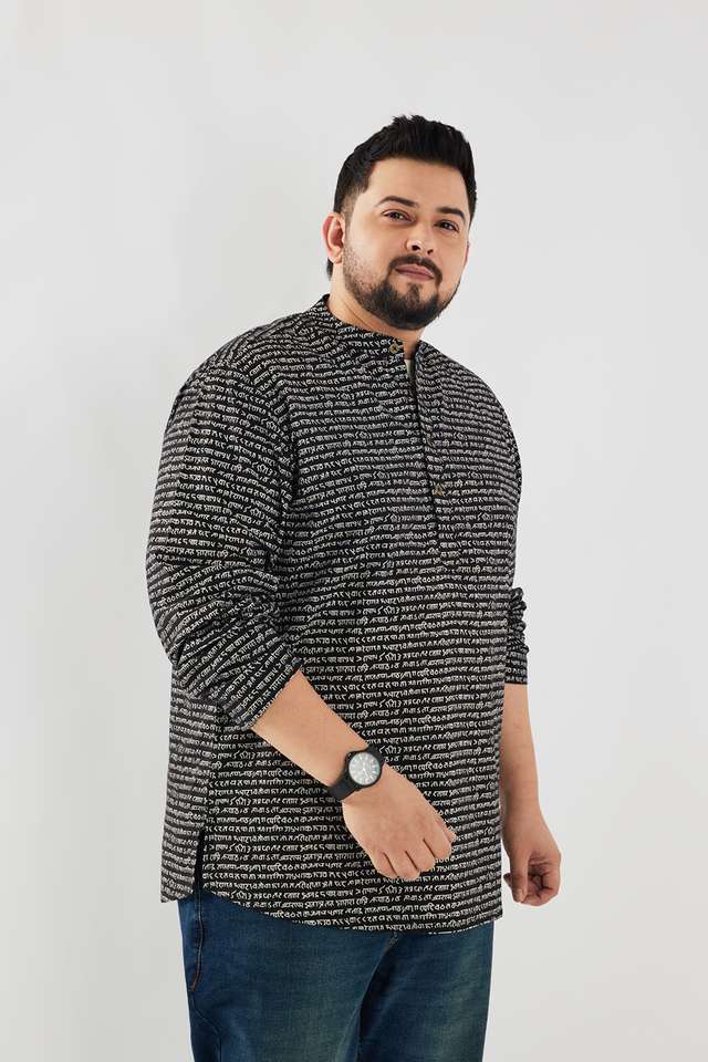 Plus-Size-Printed-Cotton-Regular-Fit-Men-s-Casual-Wear-Shirt