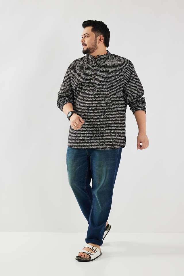 Plus-Size-Printed-Cotton-Regular-Fit-Men-s-Casual-Wear-Shirt