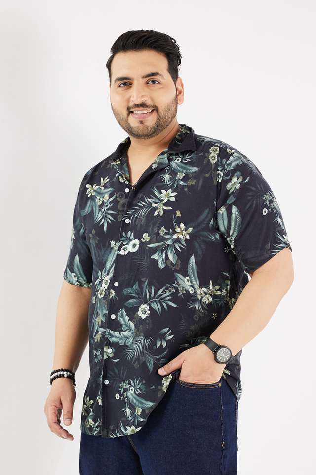 Plus-Size-Printed-Viscose-Regular-Fit-Men-s-Casual-Wear-Shirt