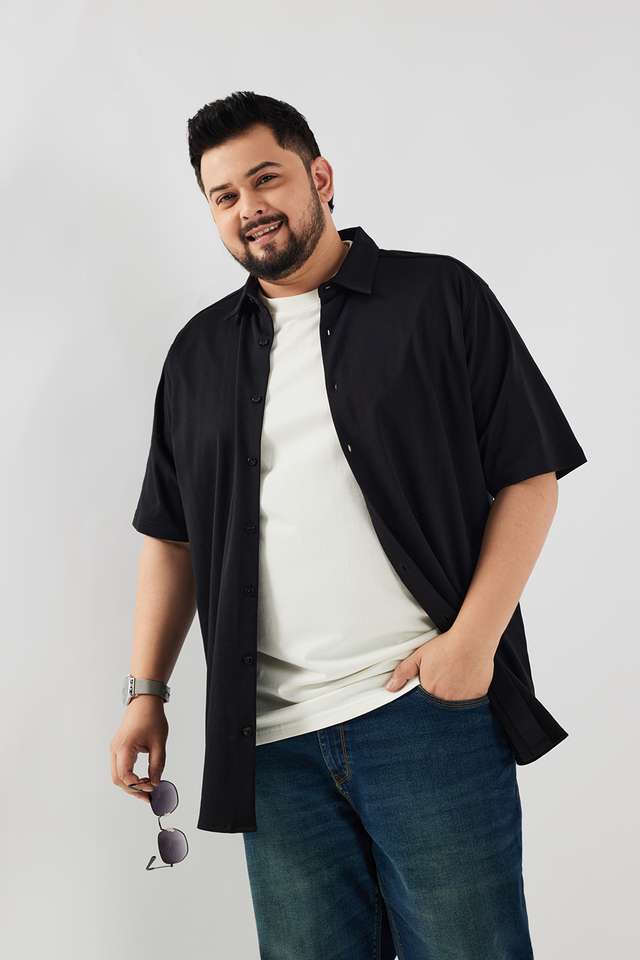 Plus-Size-Knitted-Cotton-Regular-Fit-Men-s-Casual-Wear-Shirt