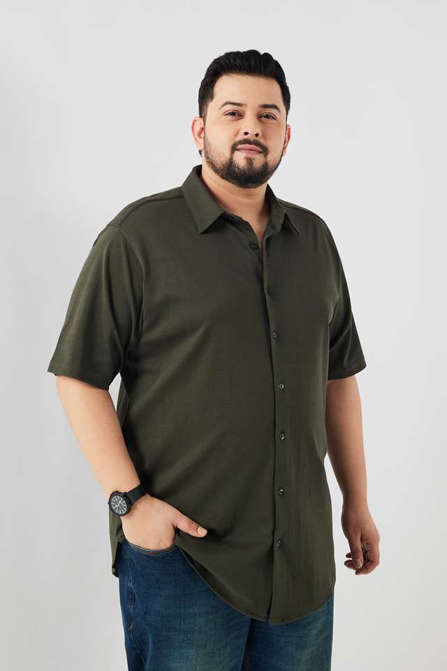 Plus-Size-Knitted-Cotton-Regular-Fit-Men-s-Casual-Wear-Shirt