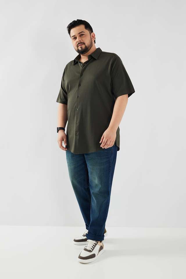 Plus-Size-Knitted-Cotton-Regular-Fit-Men-s-Casual-Wear-Shirt