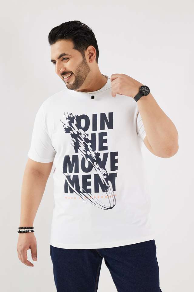 Plus-Size-Graphic-Print-Blended-Fabric-Round-Neck-Men-s-T-Shirt