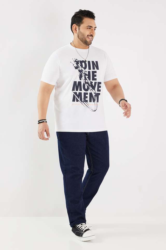 Plus-Size-Graphic-Print-Blended-Fabric-Round-Neck-Men-s-T-Shirt