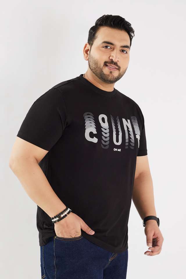 Plus-Size-Graphic-Print-Blended-Fabric-Round-Neck-Men-s-T-Shirt