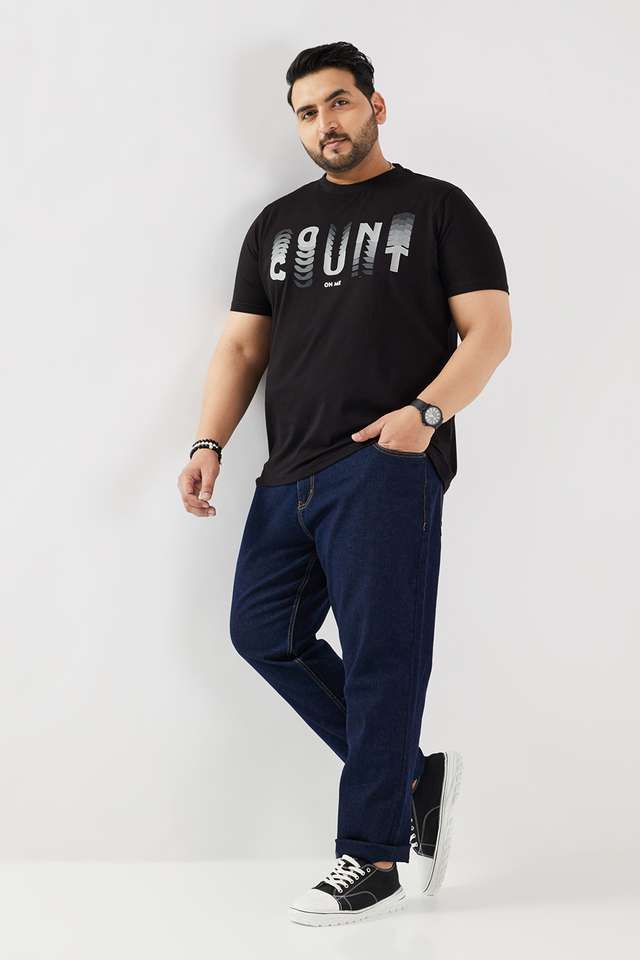Plus-Size-Graphic-Print-Blended-Fabric-Round-Neck-Men-s-T-Shirt