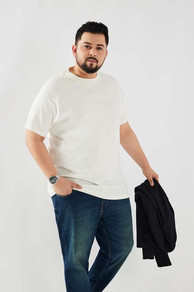 Plus-Size-Solid-Cotton-Round-Neck-Men-s-T-Shirt