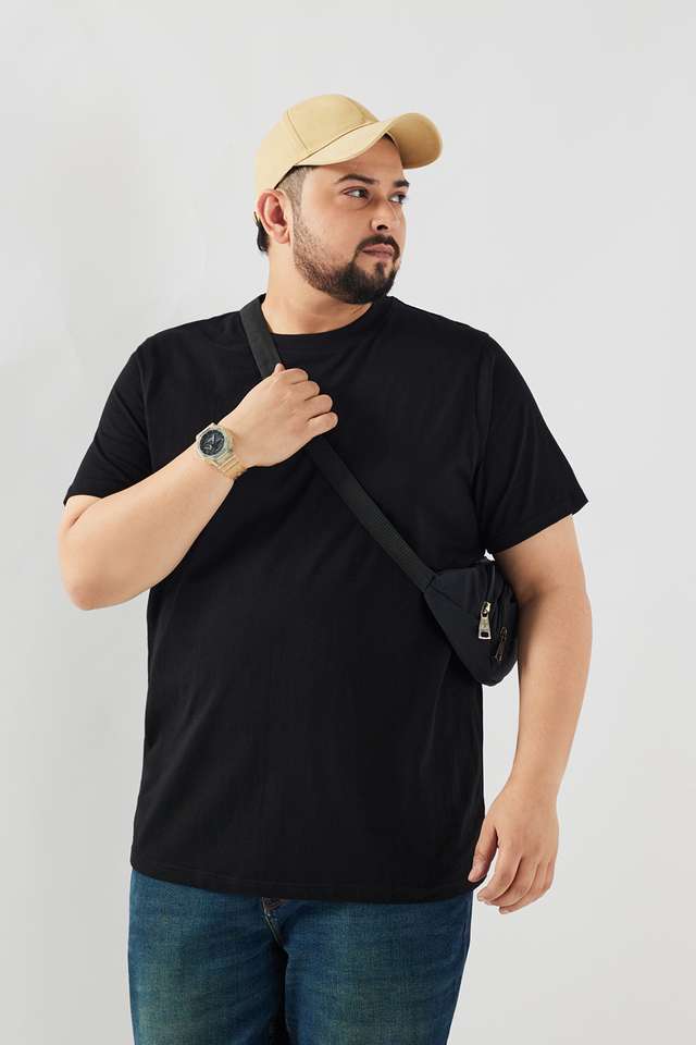 Plus-Size-Solid-Cotton-Round-Neck-Men-s-T-Shirt