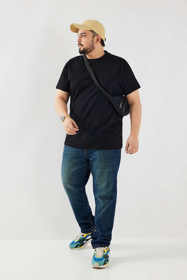 Plus-Size-Solid-Cotton-Round-Neck-Men-s-T-Shirt