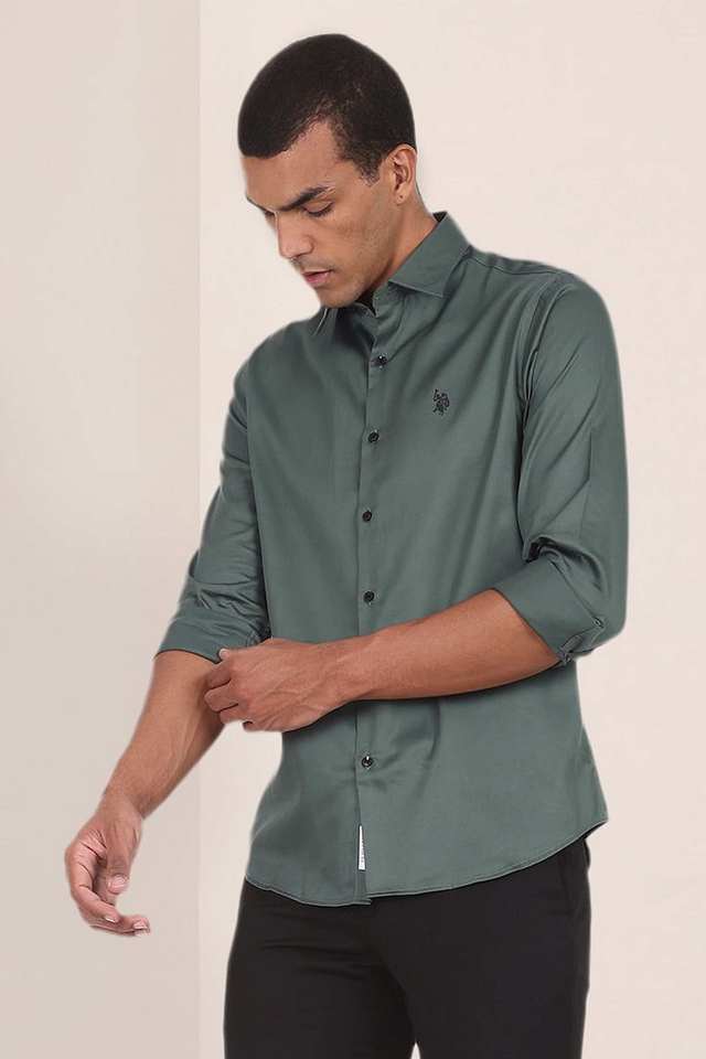 Solid-Cotton-Classic-Collar-Men-s-Casual-Wear-Shirt