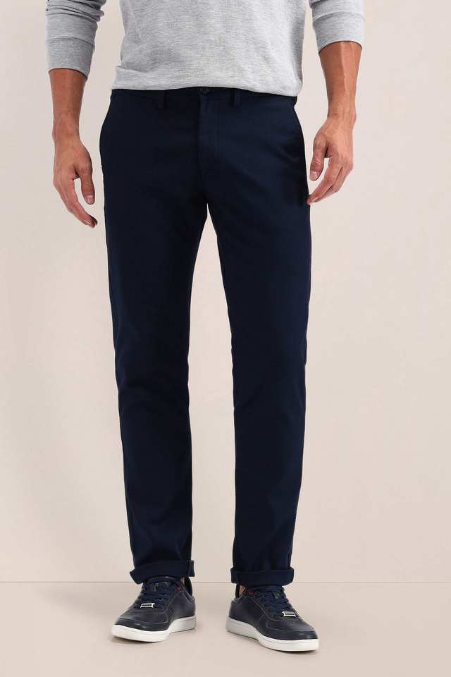 Solid-Cotton-Slim-Fit-Men-s-Casual-Trousers