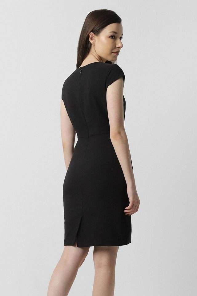 Buy Van Heusen Charcoal Solid Polyester Women's Dress Shoppers Stop