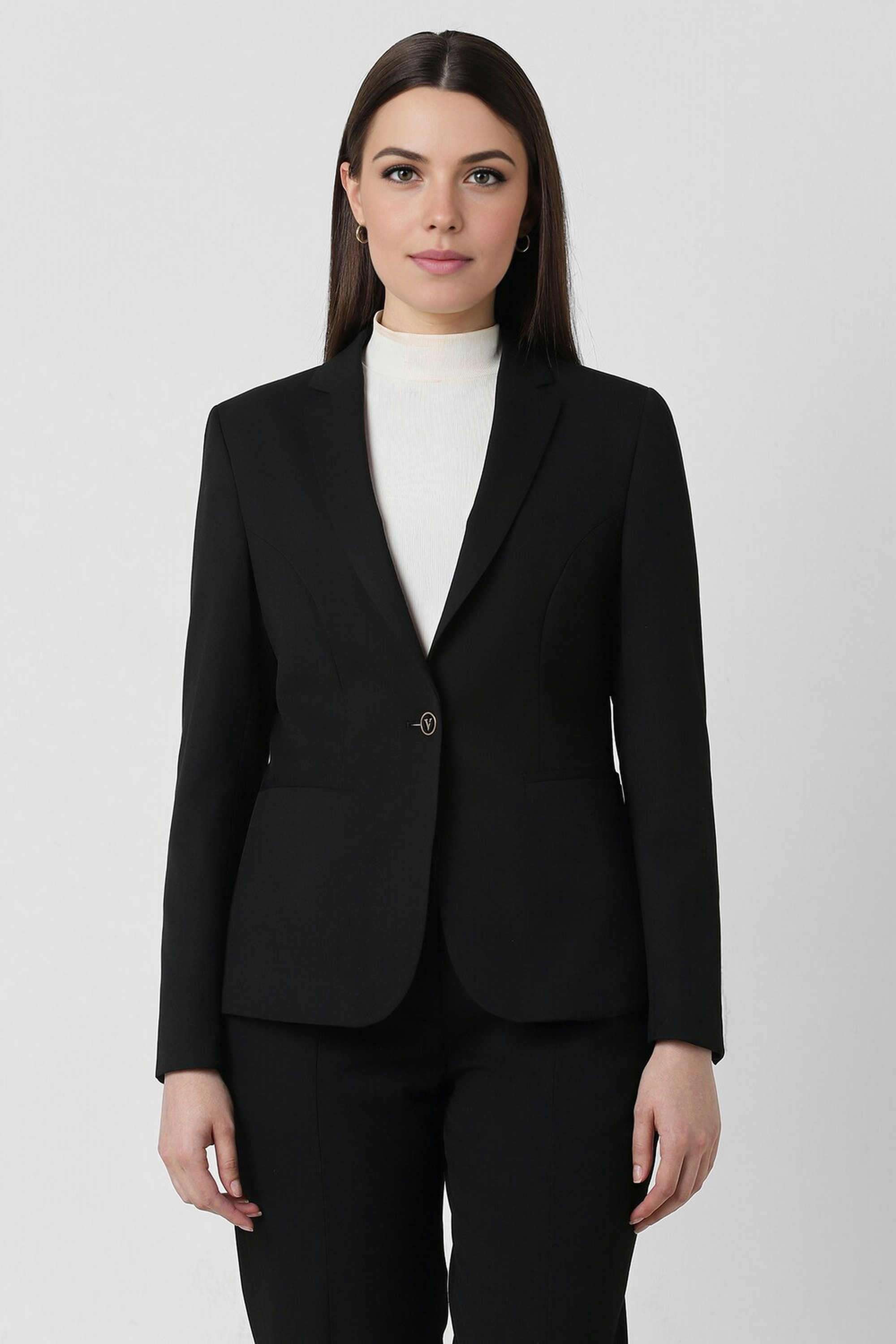 Solid-Blended-Fabric-Women-s-Blazer