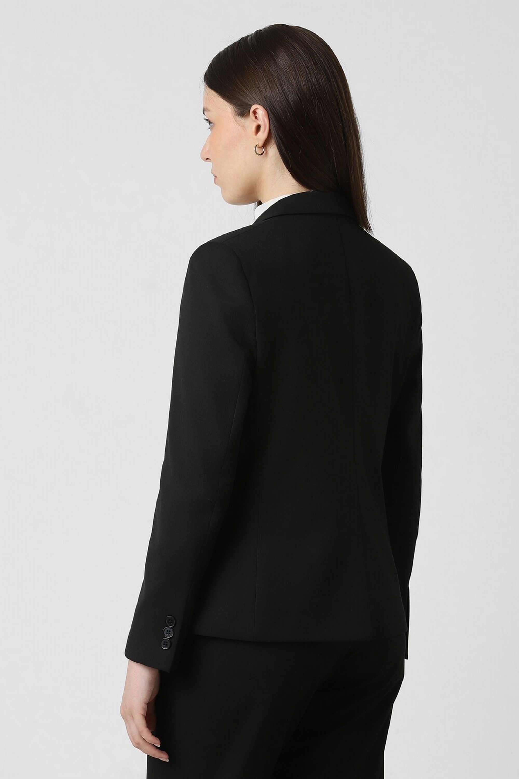 Solid-Blended-Fabric-Women-s-Blazer