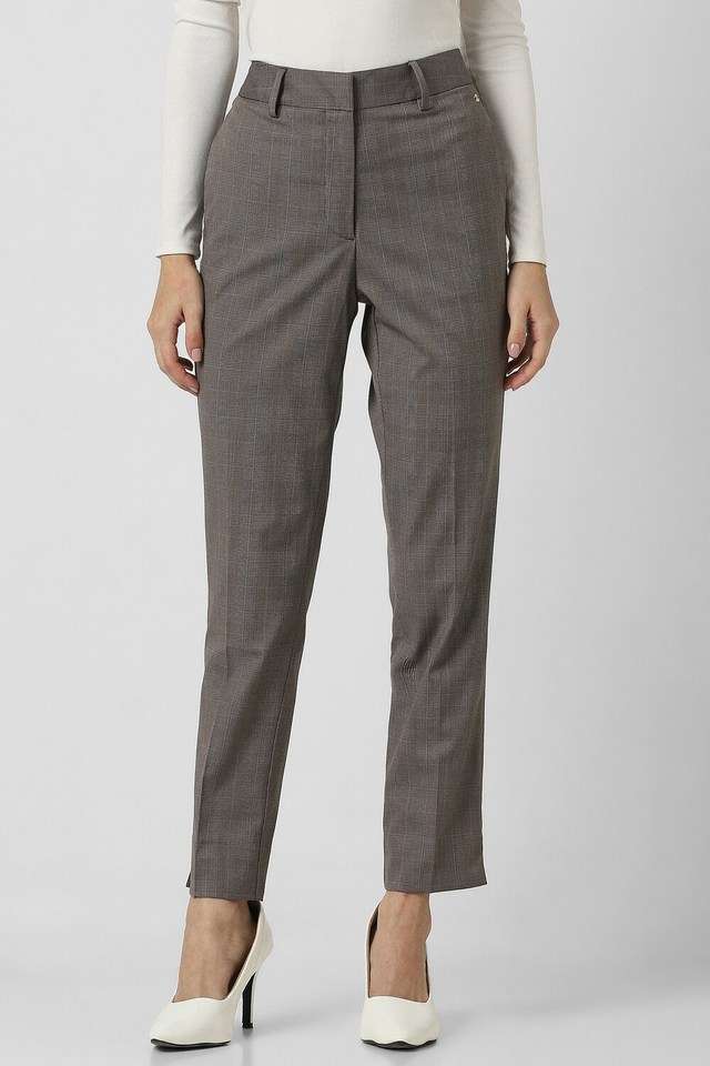 Textured Polyester Tapered Fit Women's Formal Wear Trousers-image-7