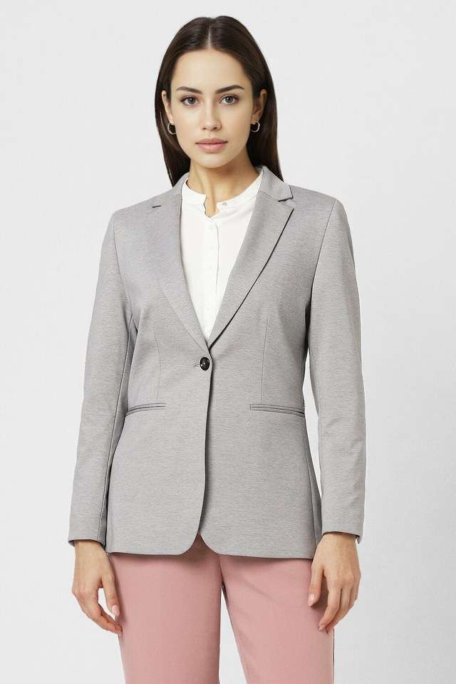 Solid-Collared-Cotton-Women-Blazer