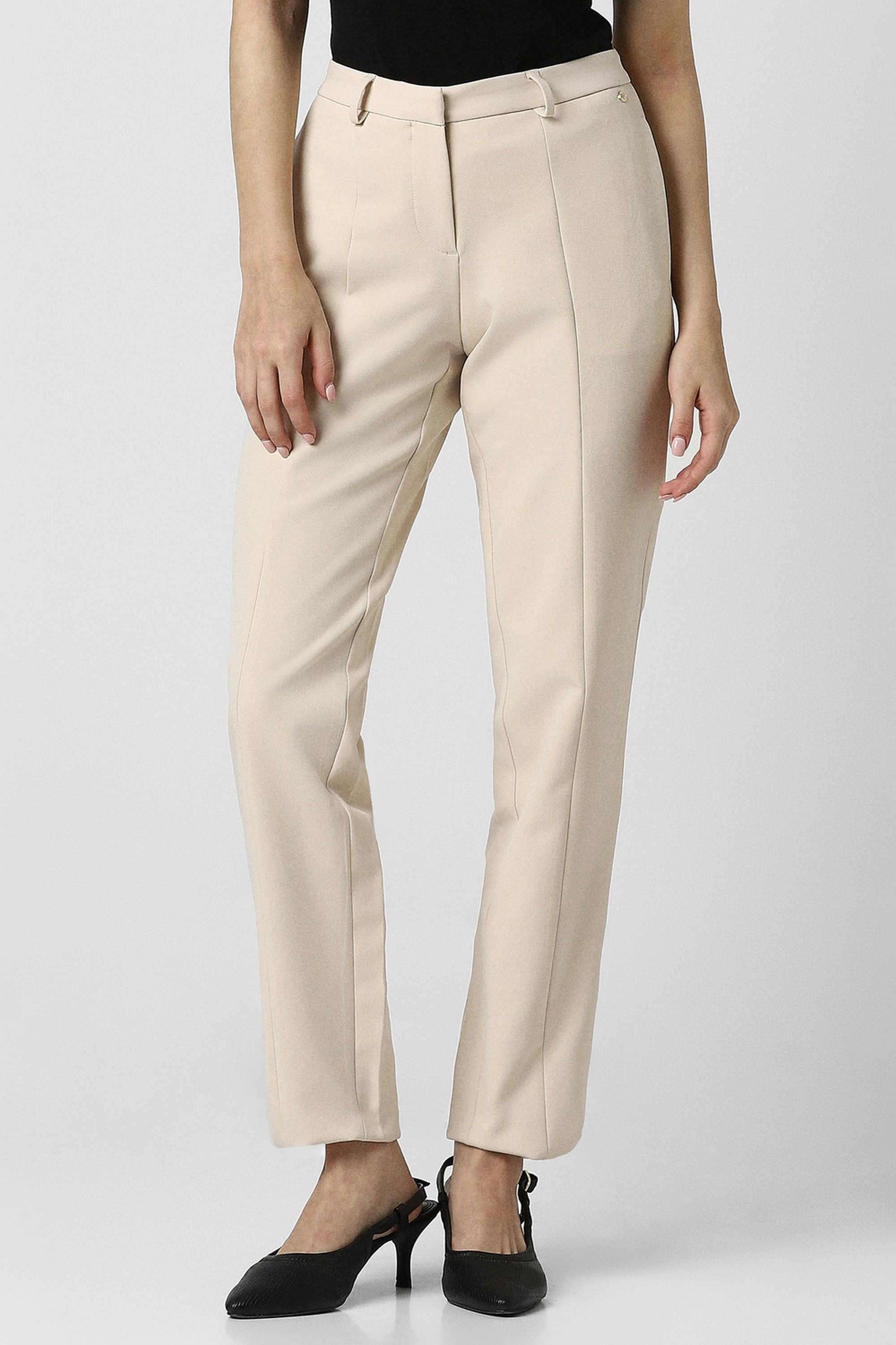 Solid-Regular-Fit-Blended-Fabric-Women-s-Casual-Wear-Trousers