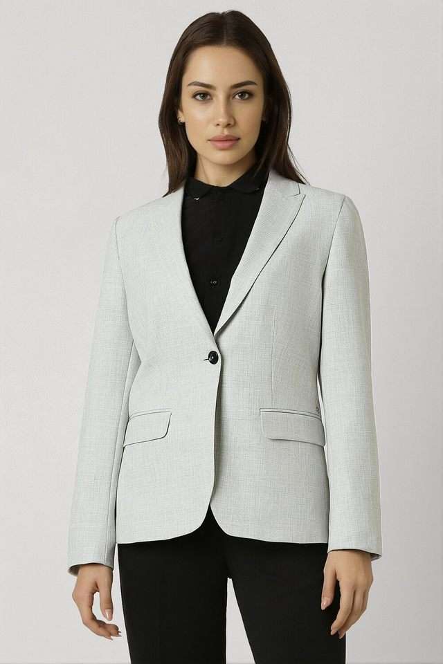 Checks-Polyester-Regular-Fit-Women-s-Formal-Wear-Blazer