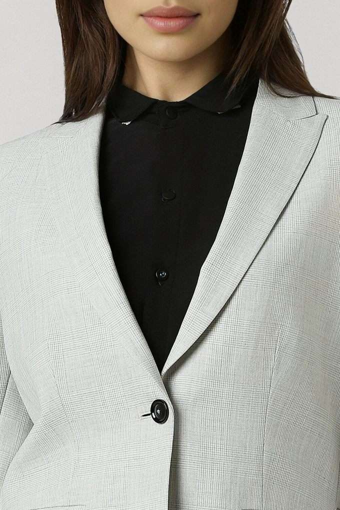 Buy Van Heusen Light Grey Checks Polyester Regular Fit Women's