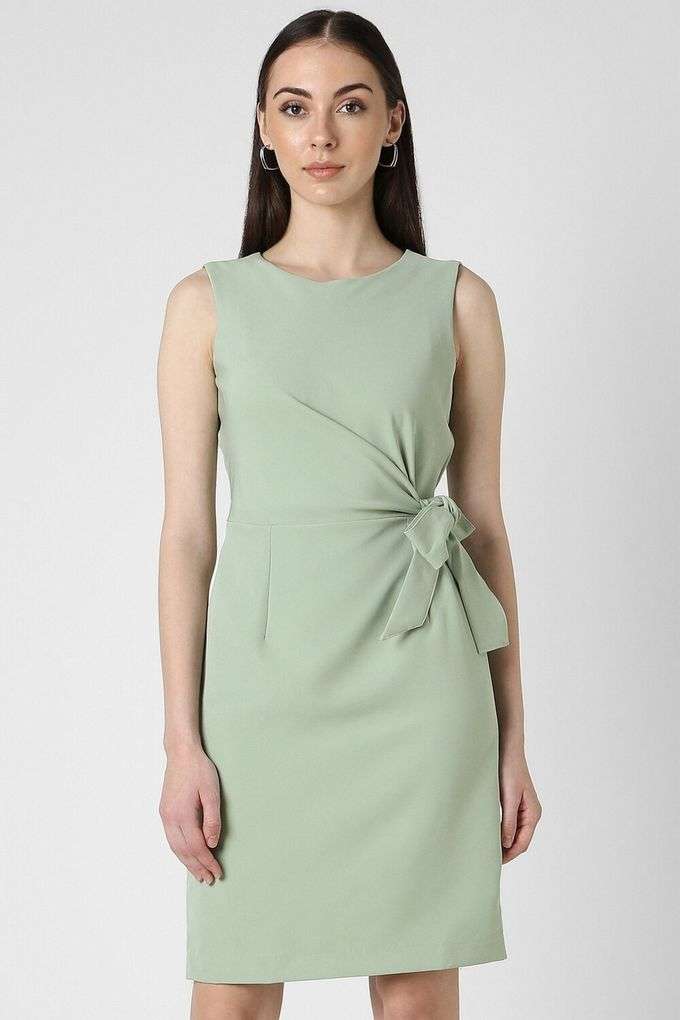 Buy Van Heusen Light Olive Solid Polyester Regular Fit Women's Dress |  Shoppers Stop