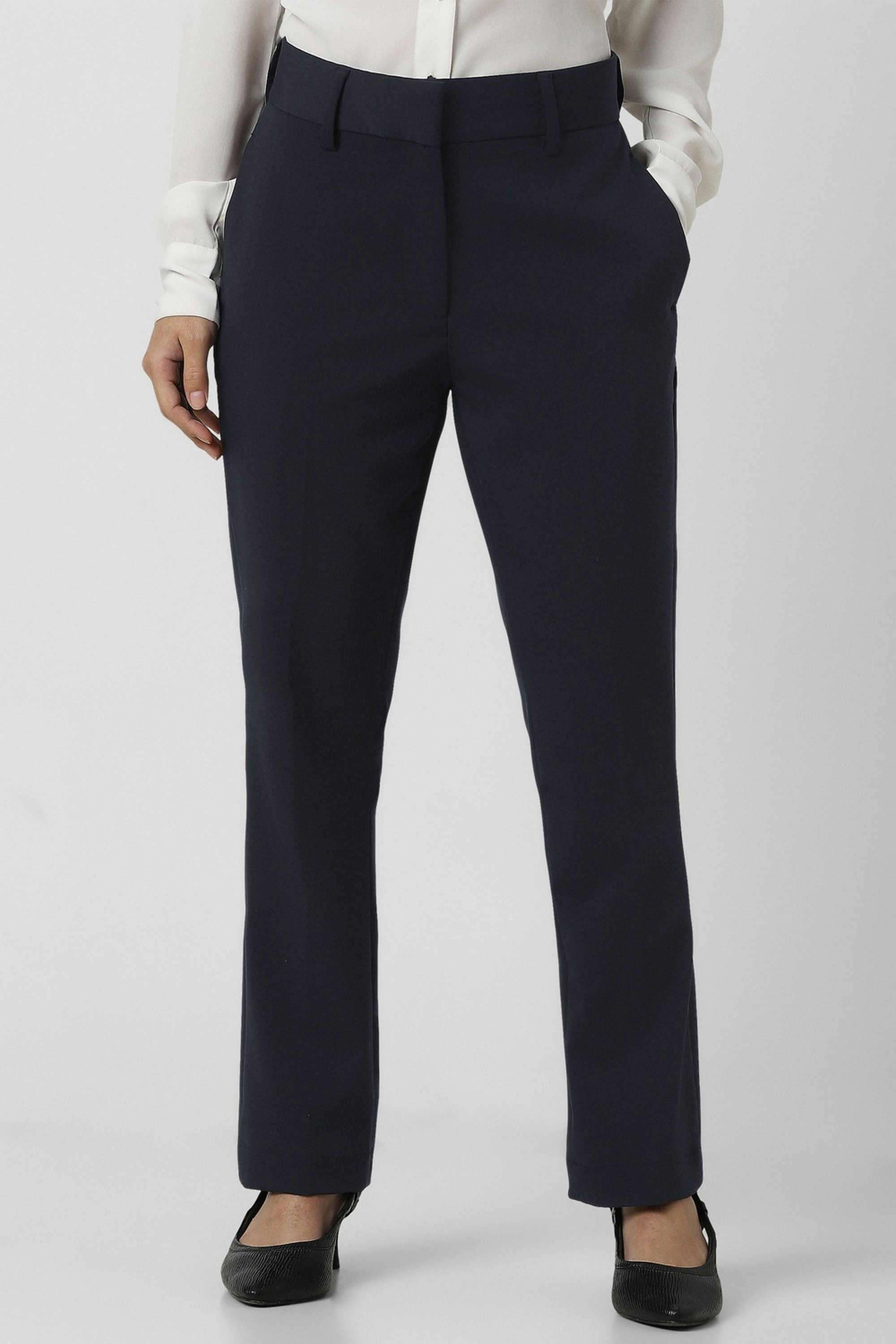 Solid-Regular-Fit-Blended-Fabric-Women-s-Casual-Wear-Trousers