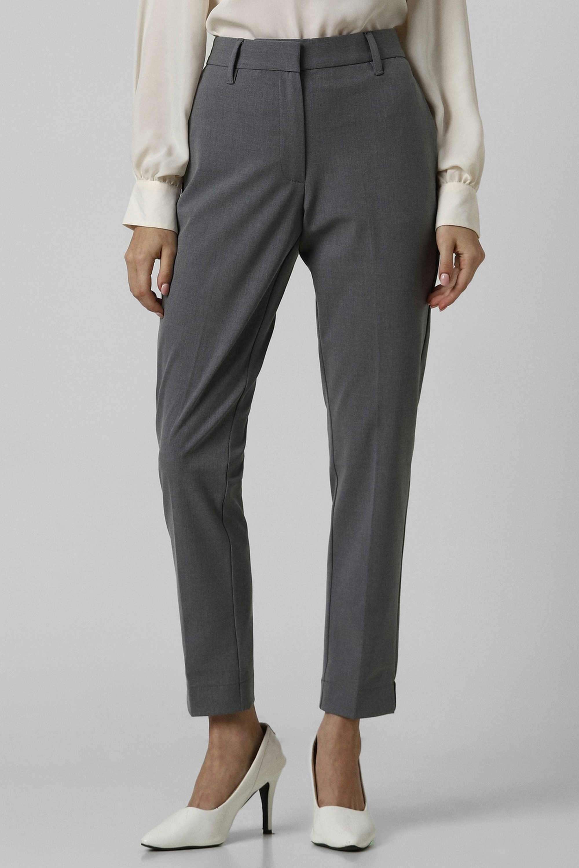 Solid-Regular-Fit-Blended-Fabric-Women-s-Casual-Wear-Trousers