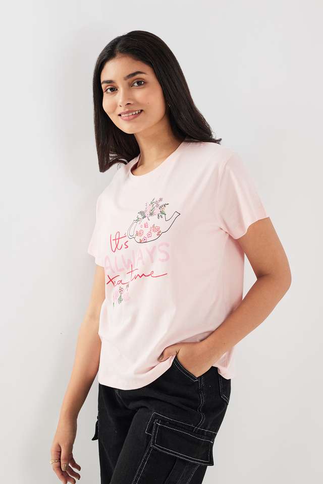 Printed Polyester Round Neck Women's T-Shirt-image-18