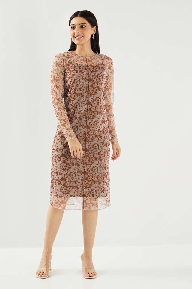 intune Printed Round Neck Mesh Women Dress-picture-29
