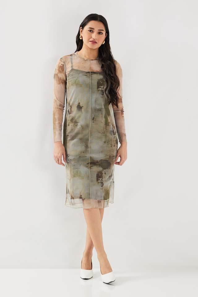 intune Printed Round Neck Mesh Women Dress-picture-19