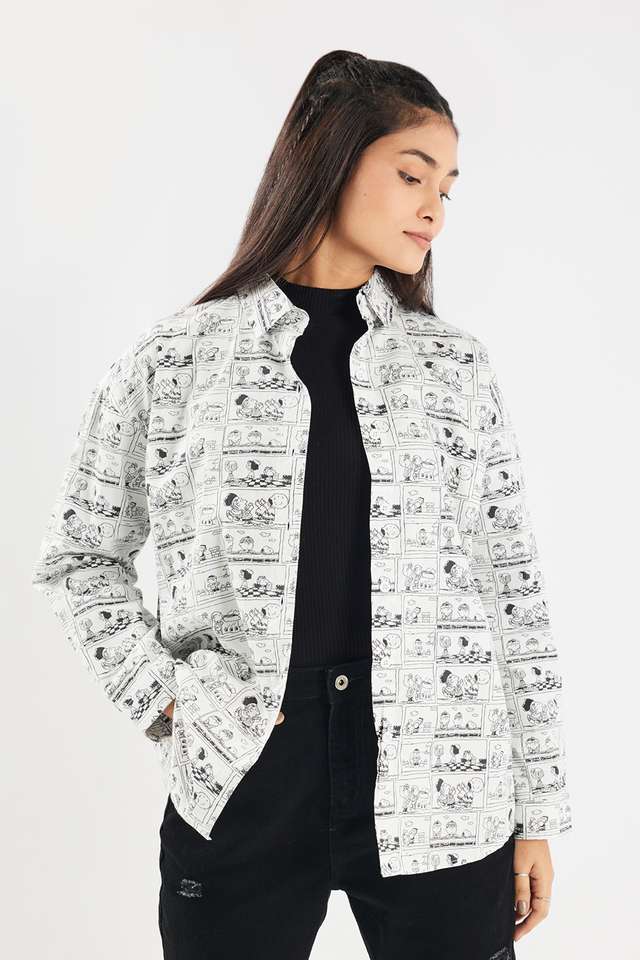Printed Cotton Oversized Fit Women's Shirt-image-10