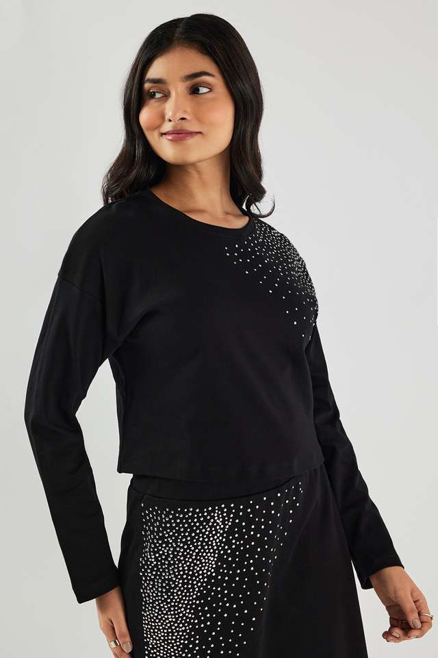 Embellished Round Neck Cotton Women Sweatshirt-image-8