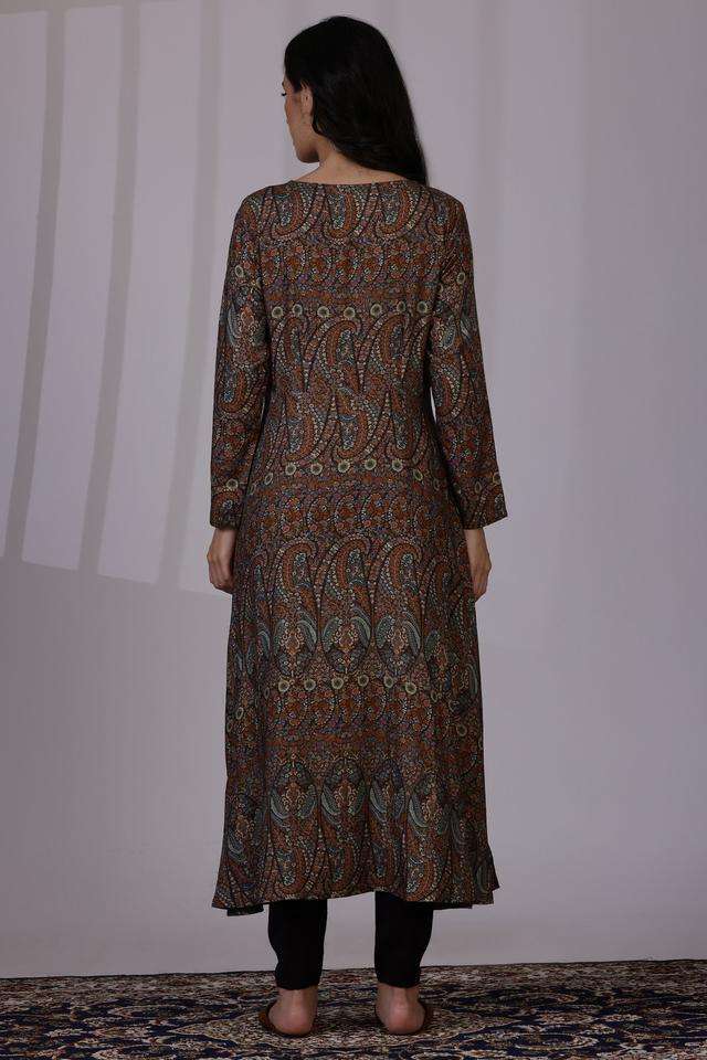 Printed-Viscose-Blend-Women-s-Calf-Length-Dress