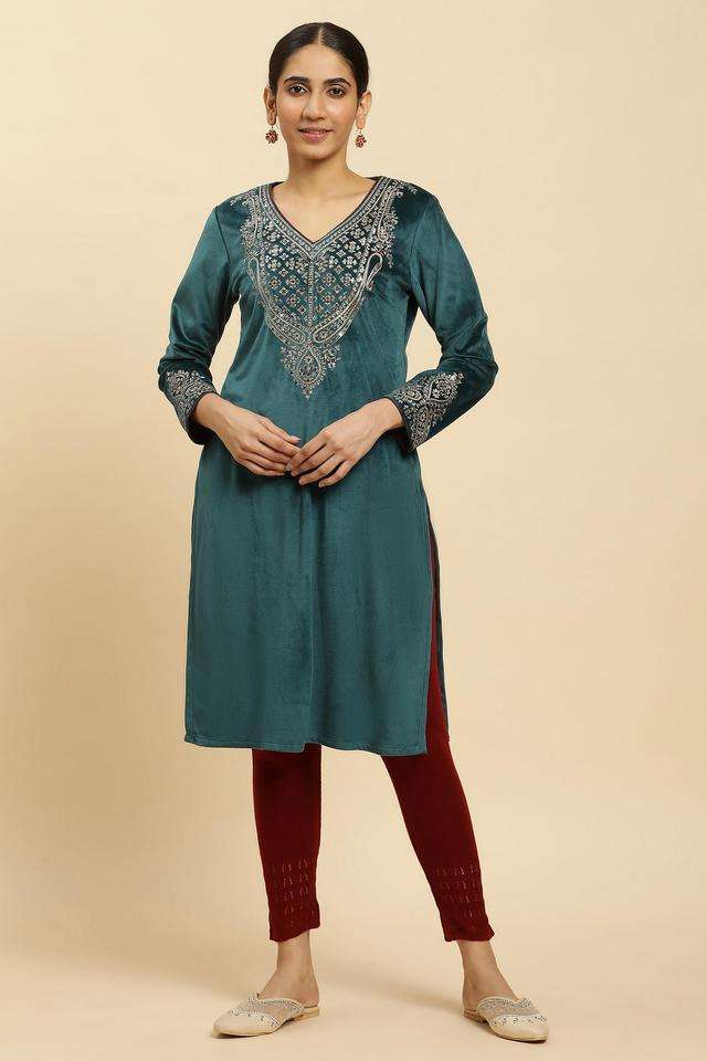 solid-Polyester-Women-s-Festive-Wear-Kurta