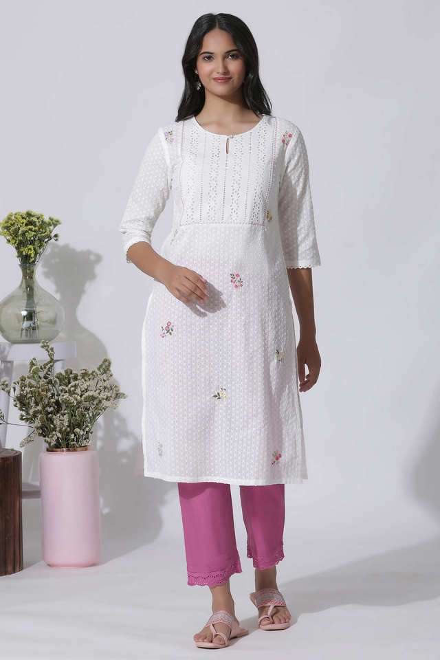 Embroidered-Cotton-Round-Neck-Women-s-Kurta